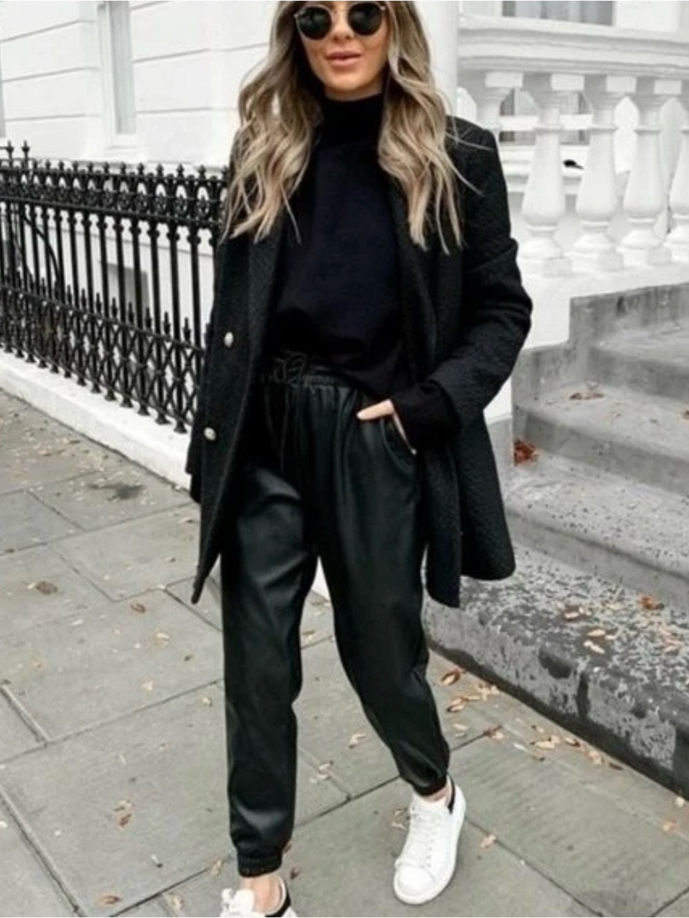 Zara Black Faux Leather Jogger Pants - size XS